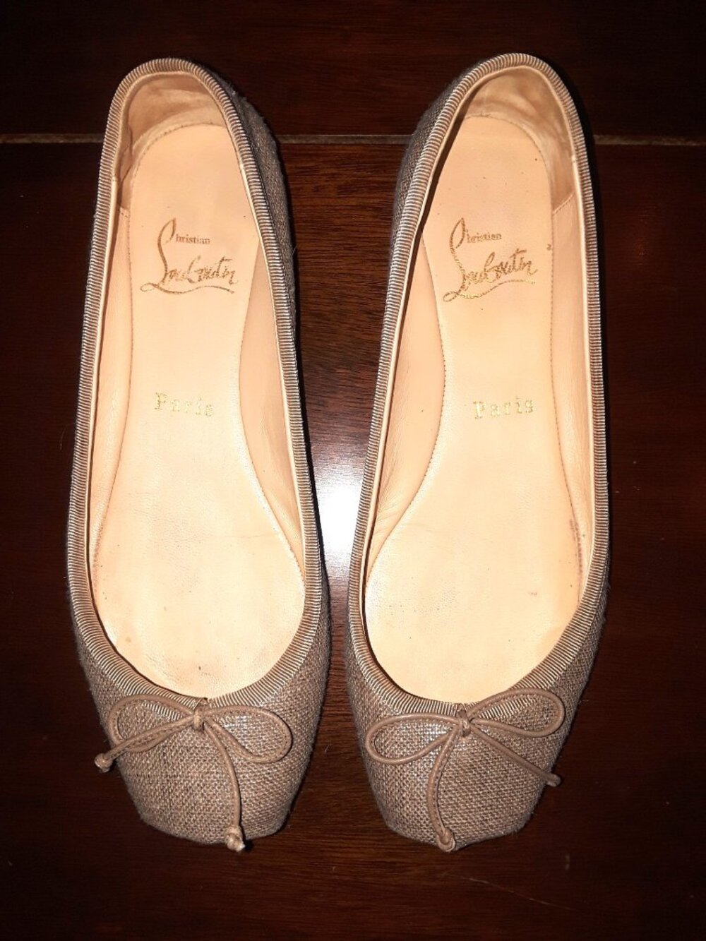 greatest Christian Louboutin beige glitter Rosella ballet flats 37.5